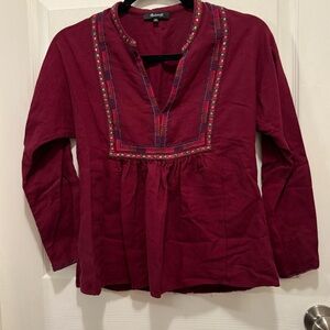 Madewell blouse wine color 88% cotton 12% wool good condition very soft